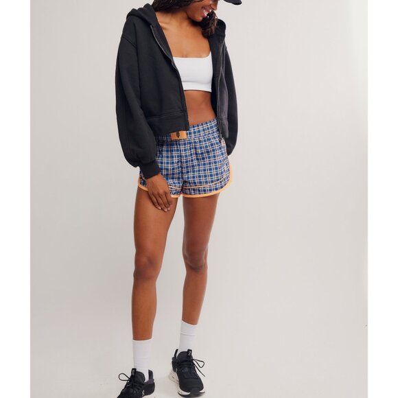 🆕 FP MOVEMENT Varsity Blues Printed Shorts / Plaid Neon Clementine - Picture 3 of 7